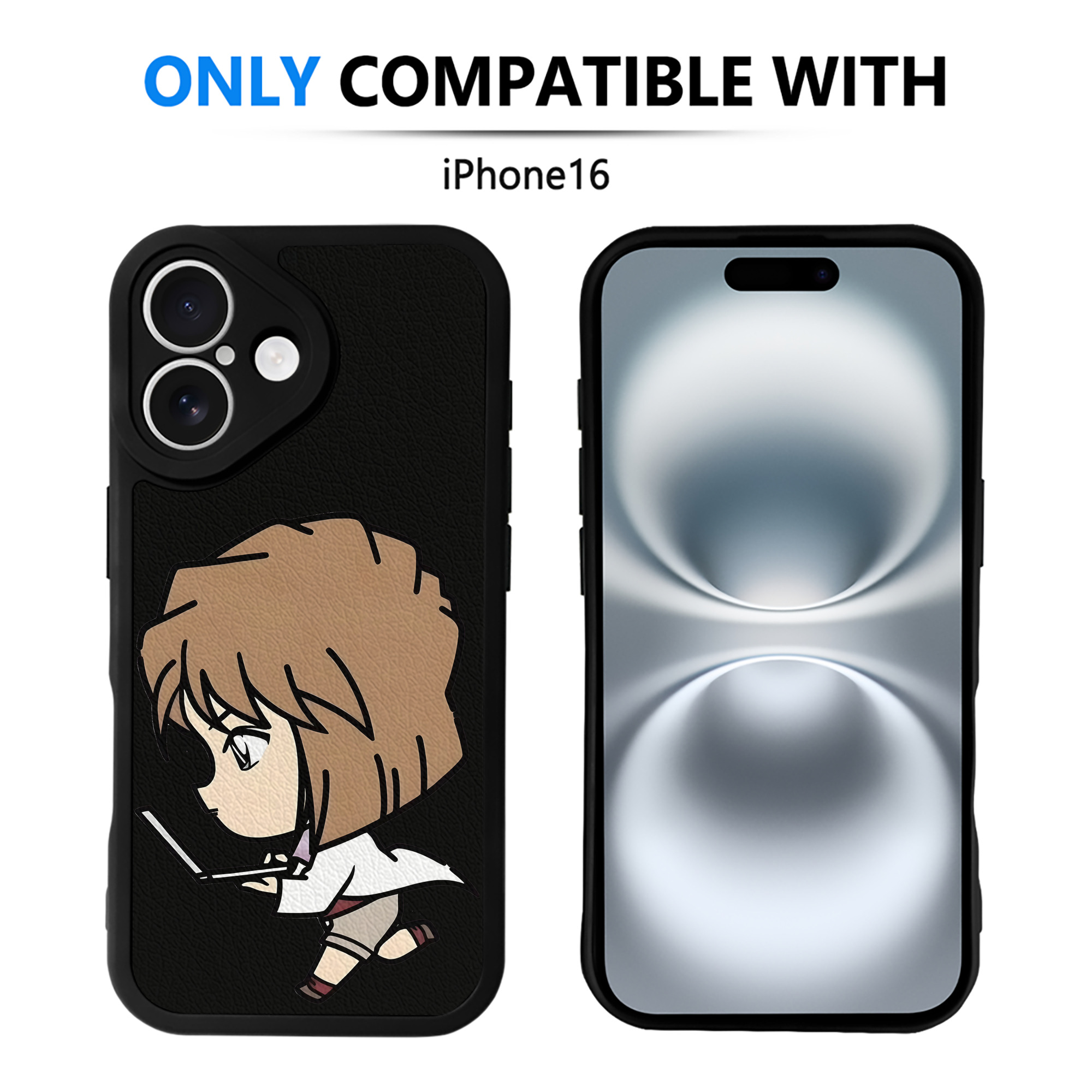 （画像用） 名探偵コナン 灰原 哀 はいばら あい Detective Conan Anita Hailey、Vi Graythorn Haibara Ai 【iPhone 16シリーズ対応】シリコンスマホケース（レザー調） 材質：シリコン